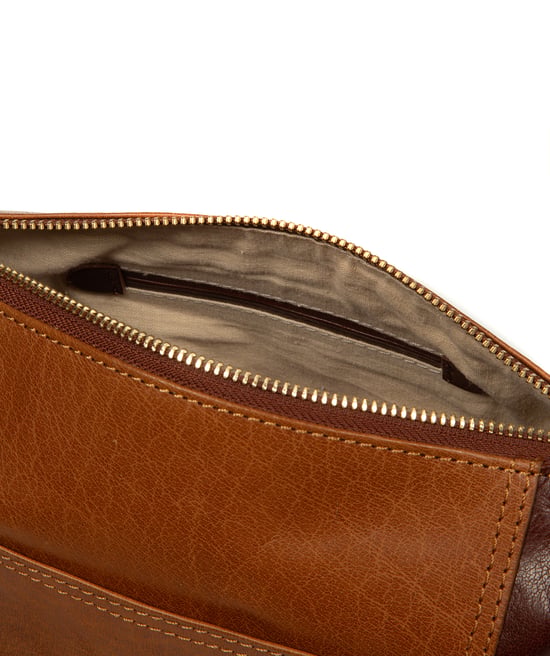 'Tiziana' Conker Brown & Dark Tan Leather Shoulder Bag - Image 5