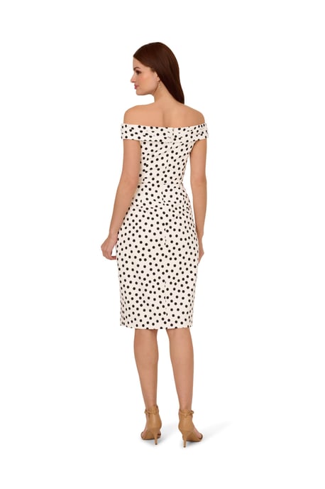 Polkadot Drape Sheath Dress - Image 2