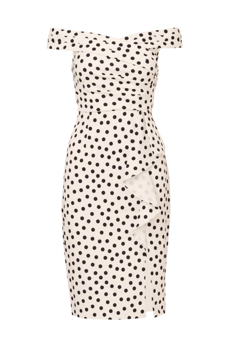 Polkadot Drape Sheath Dress - Image 3