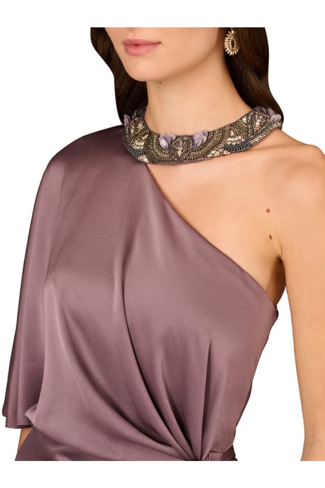 Crepe Back Satin Long Dress - Image 3