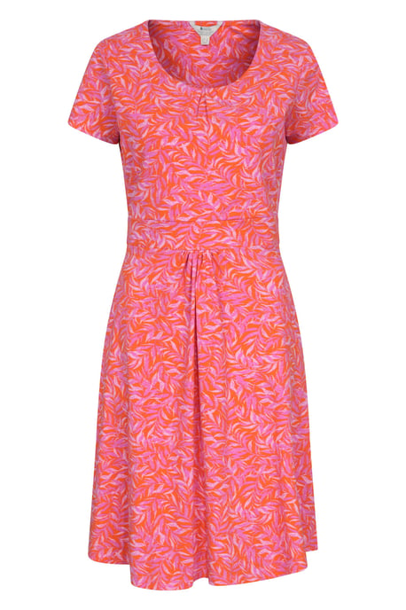 Orchid Patterned Women's UV Summer Dress with Side Pockets Holiday Beach Dress Pink - Image 5