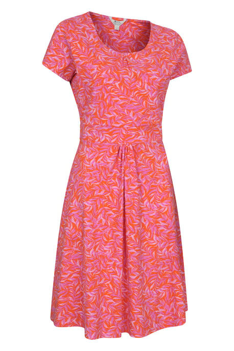 Orchid Patterned Women's UV Summer Dress with Side Pockets Holiday Beach Dress Pink - Image 6