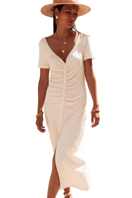 Ribbed Knit Midi Dress Button Front - Image 5