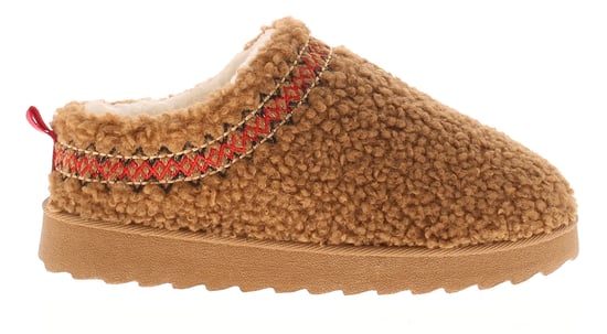 Apache Girls Slippers Andover Jnr Slip On Borg Mules Chunky Soles Tan - Image 2