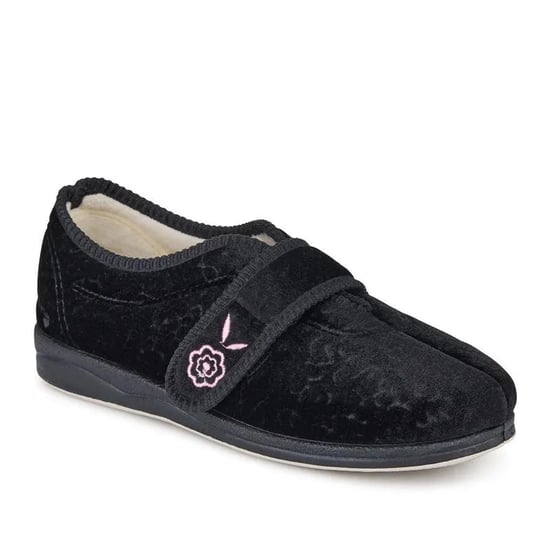 Padders Camilla Womens (2e Fit) Touch Fasten Slippers Black - Image 2