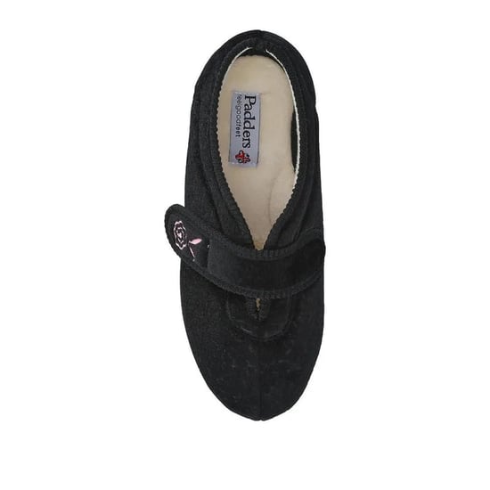 Padders Camilla Womens (2e Fit) Touch Fasten Slippers Black - Image 3