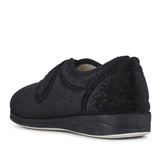 Padders Camilla Womens (2e Fit) Touch Fasten Slippers Black - Image 4