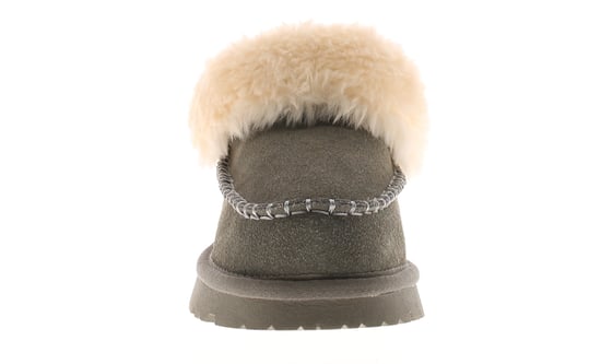 Apache Womens Slipper Cuddle Bootee Faux Fur Lining Leather Suede Grey - Image 3