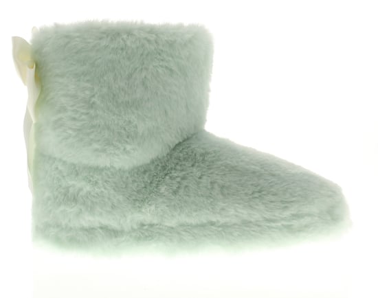 Kisses Girls Slippers Charlotte Bootee Faux Fur Bow Green - Image 2