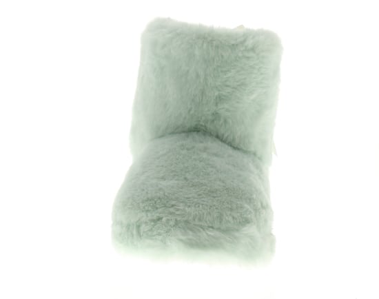 Kisses Girls Slippers Charlotte Bootee Faux Fur Bow Green - Image 4