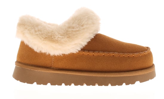 Apache Womens Slipper Cuddle Bootee Faux Fur Lining Leather Suede Tan - Image 2