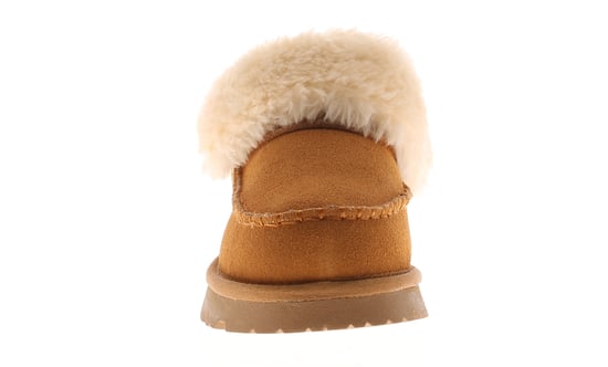 Apache Womens Slipper Cuddle Bootee Faux Fur Lining Leather Suede Tan - Image 3