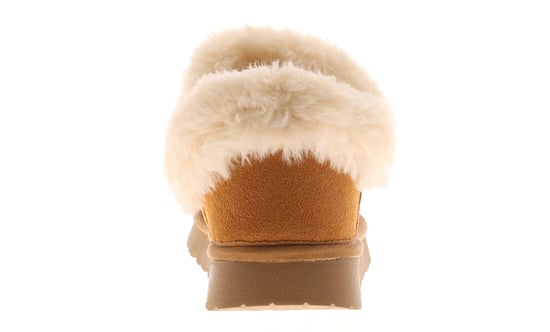 Apache Womens Slipper Cuddle Bootee Faux Fur Lining Leather Suede Tan - Image 4
