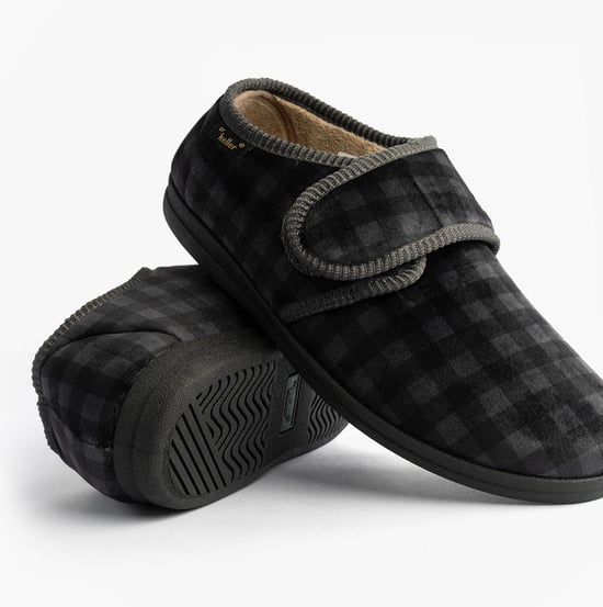 Dr Keller Darren Velc Mens Touch Fasten Slippers Grey - Image 2