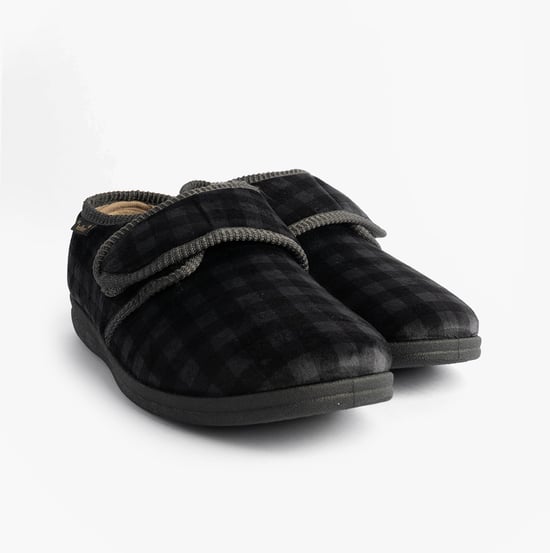 Dr Keller Darren Velc Mens Touch Fasten Slippers Grey - Image 4