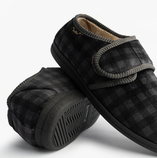 Dr Keller Darren Velc Mens Touch Fasten Slippers Grey - Image 6