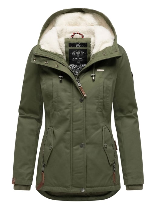 Marikoo women’s winter jacket with teddy fleece lining & hood - Image 1