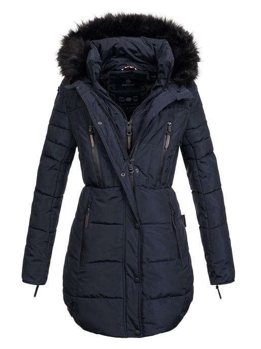 Marikoo lange dames winterjas Moonshine met imitatiebontkraag & teddyvoering - Image 1