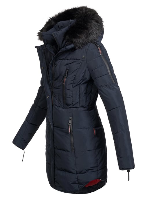 Marikoo lange dames winterjas Moonshine met imitatiebontkraag & teddyvoering - Image 2