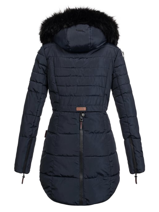Marikoo lange dames winterjas Moonshine met imitatiebontkraag & teddyvoering - Image 3