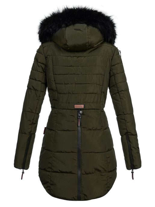 Marikoo lange dames winterjas Moonshine met imitatiebontkraag & teddyvoering - Image 3