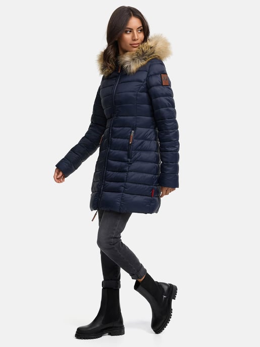 Marikoo women’s jacket Rose with quilted design & detachable faux fur collar - Image 2