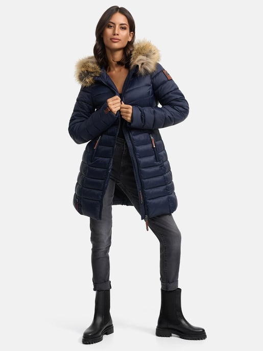 Marikoo women’s jacket Rose with quilted design & detachable faux fur collar - Image 3