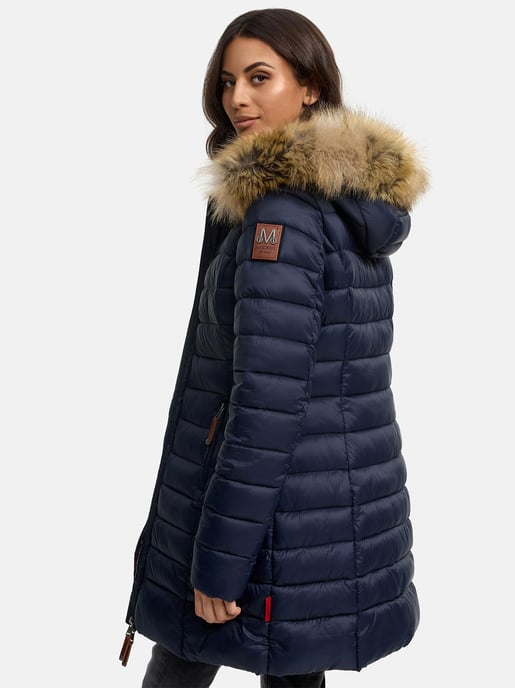 Marikoo women’s jacket Rose with quilted design & detachable faux fur collar - Image 4