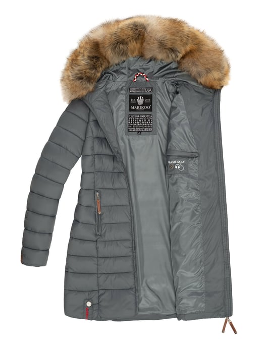 Marikoo damesjas Rose met gewatteerd design & afneembare imitatiebontkraag - Image 6