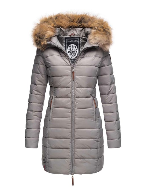 Marikoo damesjas Rose met gewatteerd design & afneembare imitatiebontkraag - Image 1