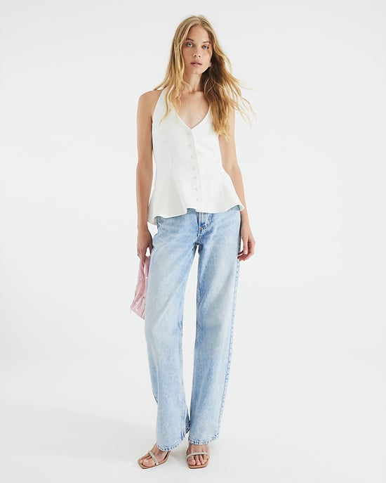 River Island Womens Waistcoat White Halter Neck Peplum - Image 1