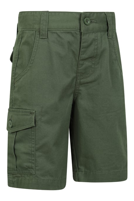 'Cargo' Kids Shorts 100% Cotton Adjustable Waistband Casual Summer Bottoms Khaki - Image 2
