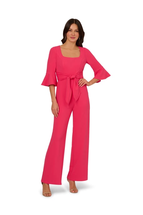 Knit Crepe Tie Front Jumpsuit - Image 1