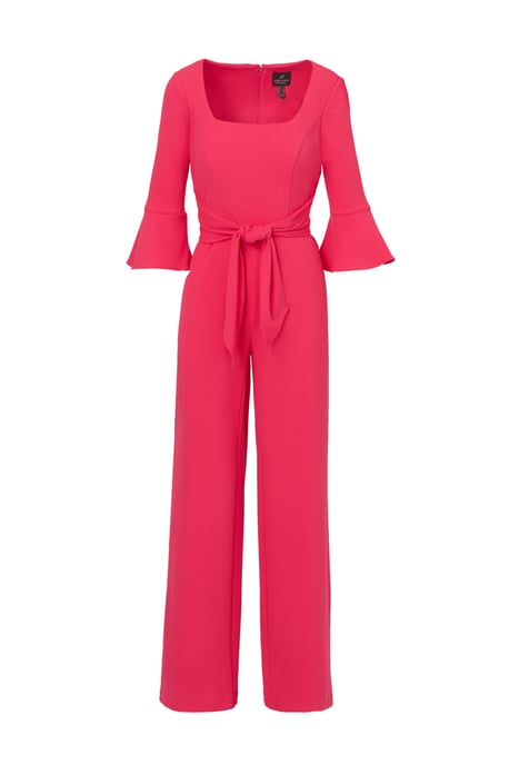 Knit Crepe Tie Front Jumpsuit - Image 4