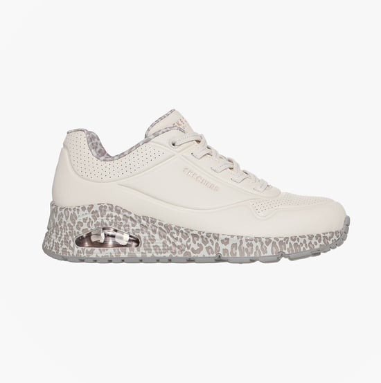 Skechers Uno - Safari Tijd Dames Casual Sneakers Natuur Duraleather/ Off White Luipaard - Image 1