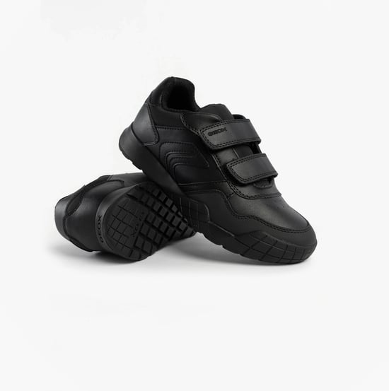 Geox J Rann-e Boy Unisex Kids Touch Fasten Trainers Black - Image 2