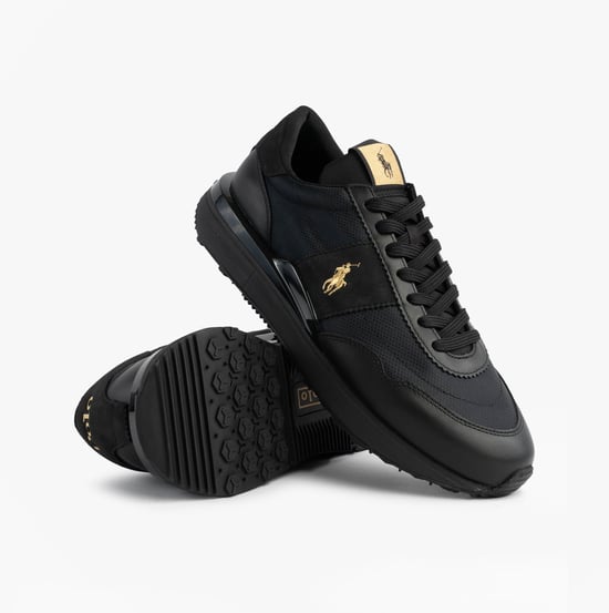 Polo Ralph Lauren Mens Train 89 V2 Lace Up Suede-panelled Trainer Black - Image 2