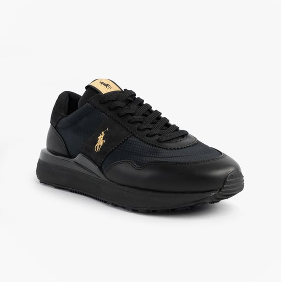 Polo Ralph Lauren Mens Train 89 V2 Lace Up Suede-panelled Trainer Black - Image 4