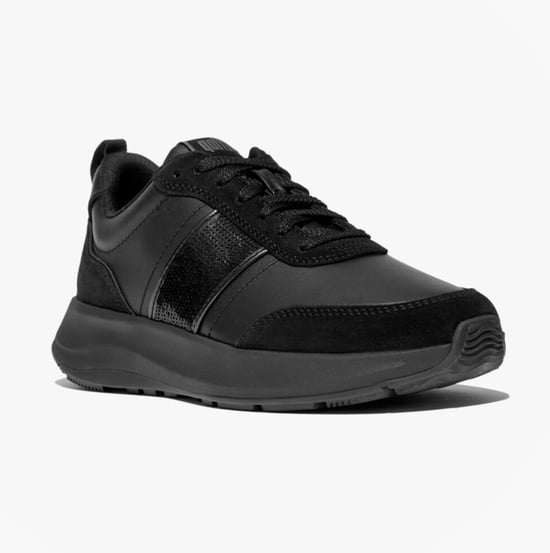 Fitflop F-mode Womens Leather Trainers Urban Black - Image 5