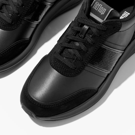 Fitflop F-mode Womens Leather Trainers Urban Black - Image 6