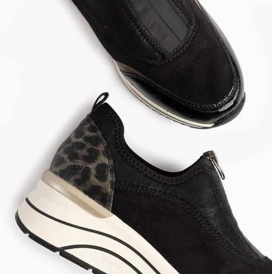 Remonte D0t08-02 Womens Front Zip Wedge Trainer Black - Image 6