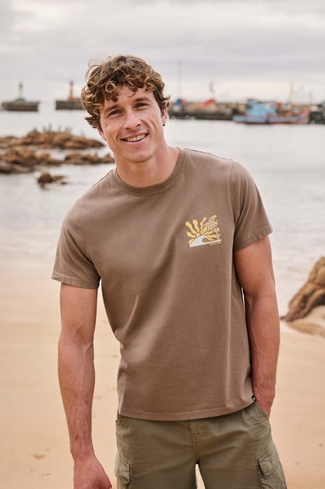 'Jacob' Men's Cotton T-Shirt Comfy Beach Summer Casual Tee Tan - Image 1