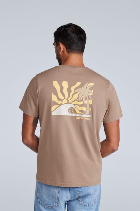 'Jacob' Men's Cotton T-Shirt Comfy Beach Summer Casual Tee Tan - Image 3