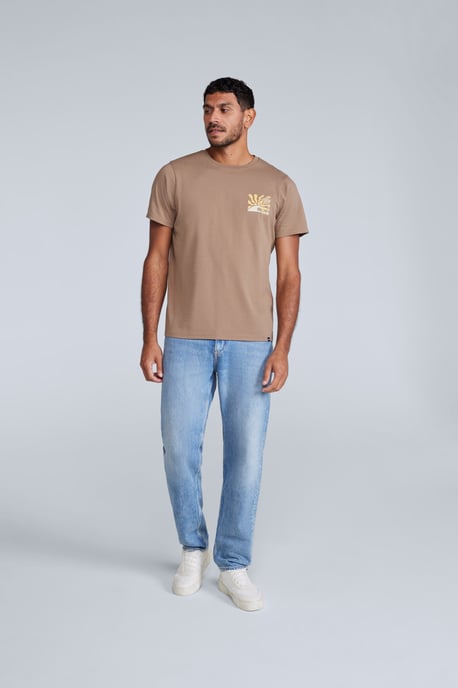 'Jacob' Men's Cotton T-Shirt Comfy Beach Summer Casual Tee Tan - Image 5