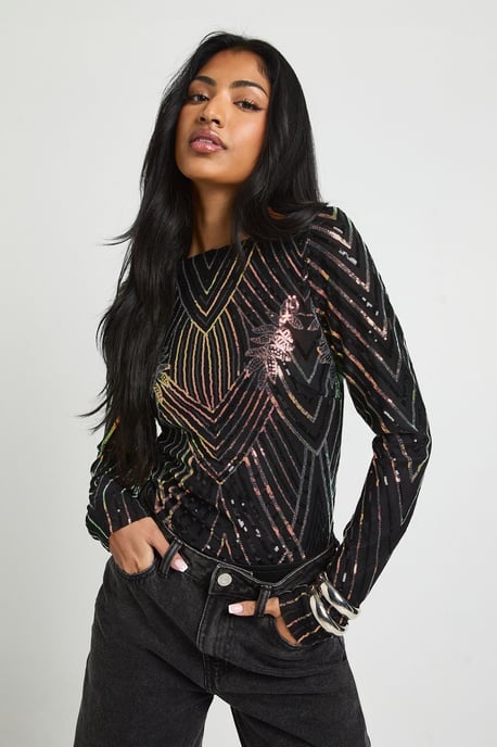 Demask Sequin Backless Bodysuit - Image 1