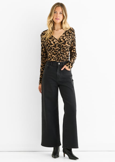Brown Animal Wrap Jersey Bodysuit - Image 1