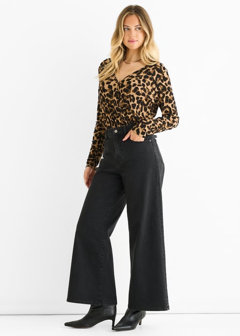Brown Animal Wrap Jersey Bodysuit - Image 2