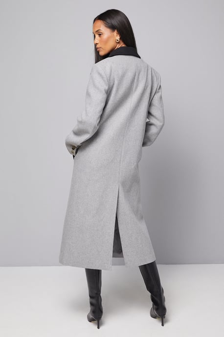 Contrast Collar And Pocket Detail Coat - Image 3