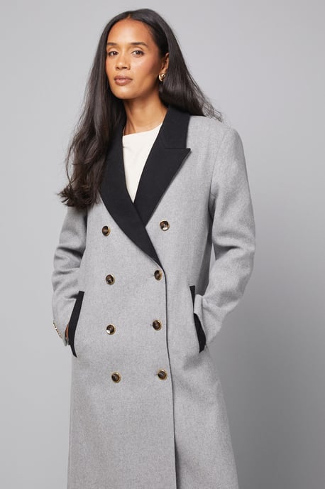 Contrast Collar And Pocket Detail Coat - Image 4