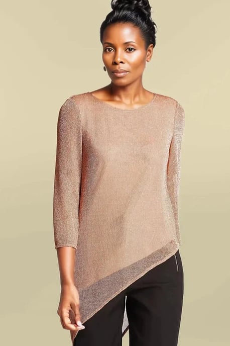 Metallic Asymmetric Knit Top - Image 1